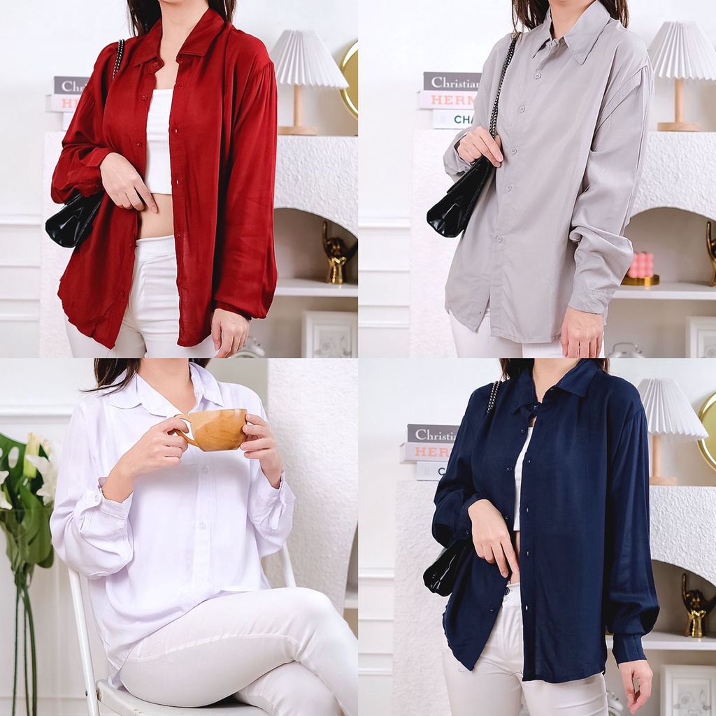 1KG MUAT 5PCS | DYA FLOWING SHIRT OVERSIZE HITS OOTD ALA SELEBGRAM FASHION GROSIR WANITA TERMURAH