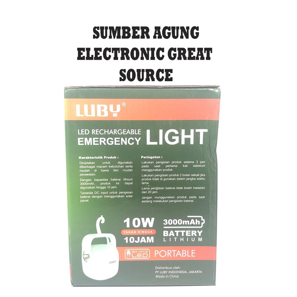 Luby L7772 Lampu Emergency 10W Gantung Senter Nyala Semalaman Hingga 10Jam