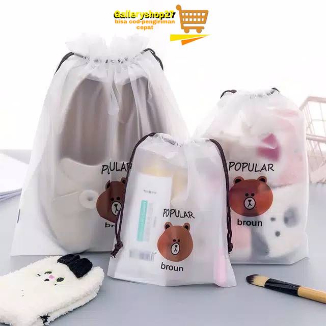 

GS127- ZIPPER BAG MULTIFUNGSI POUCH TRAVEL/Pouch Brown Tas Organizer Bag Import