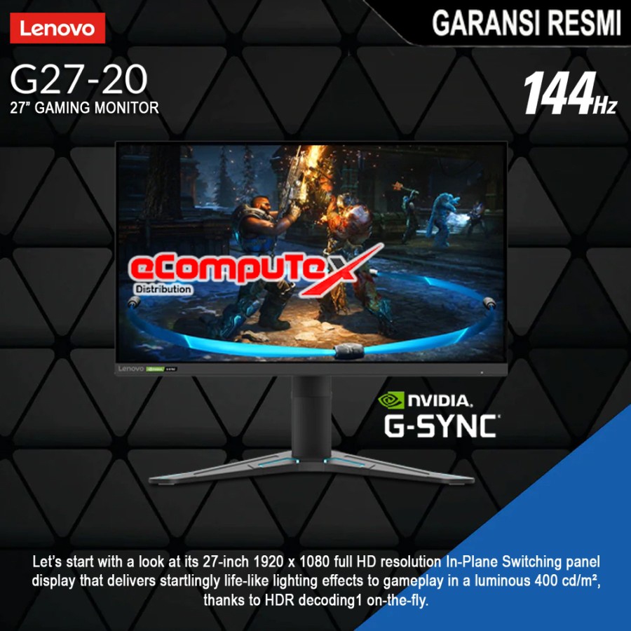 MONITOR GAMING LED G27-20 27 INCH 144HZ HDMI 1MS - GARANSI RESMI