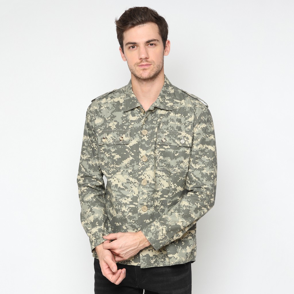 KALE Jacket Devan / Jaket Pria Motif Army / Jaket Coach Warna Hijau