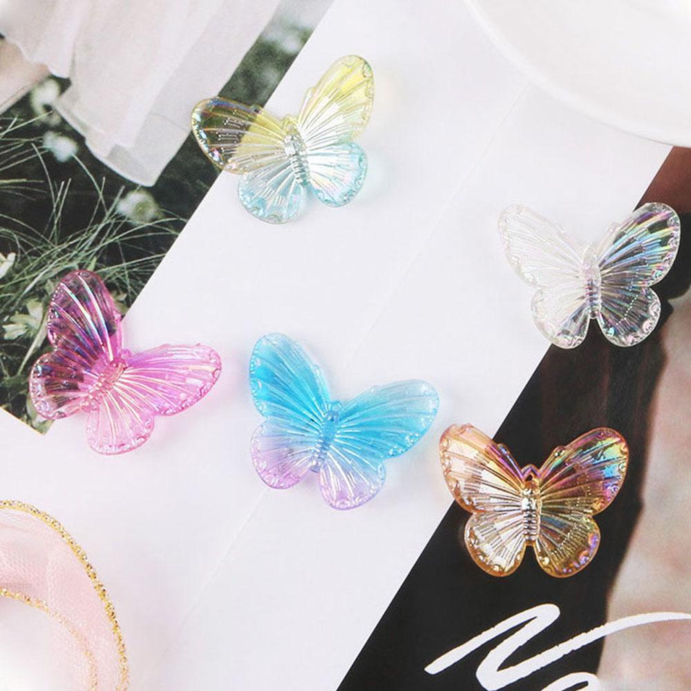 Agustina Kalung Temukan 31.5x41x4.5mm Bahan Perhiasan DIY Electroplate Acrylic Butterfly Liontin Kupu-Kupu