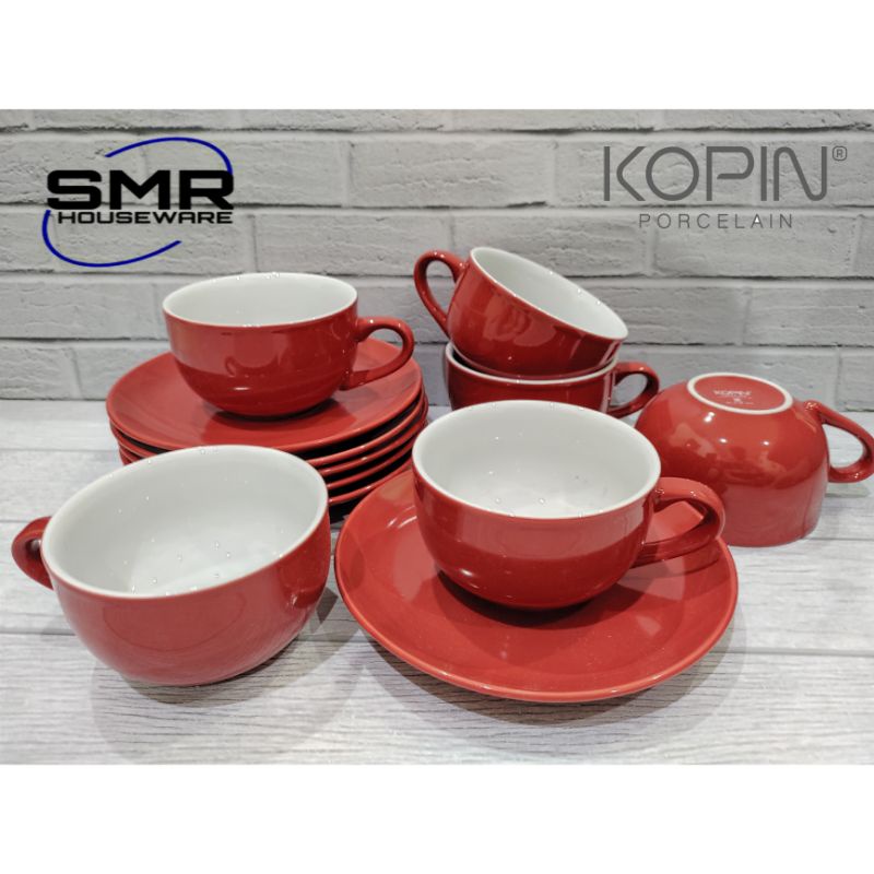 BRESCIA COFFEE CUP | CAPPUCINO CUP PORCELAIN | CANGKIR KOPI SUSU KOPIN - MERAH