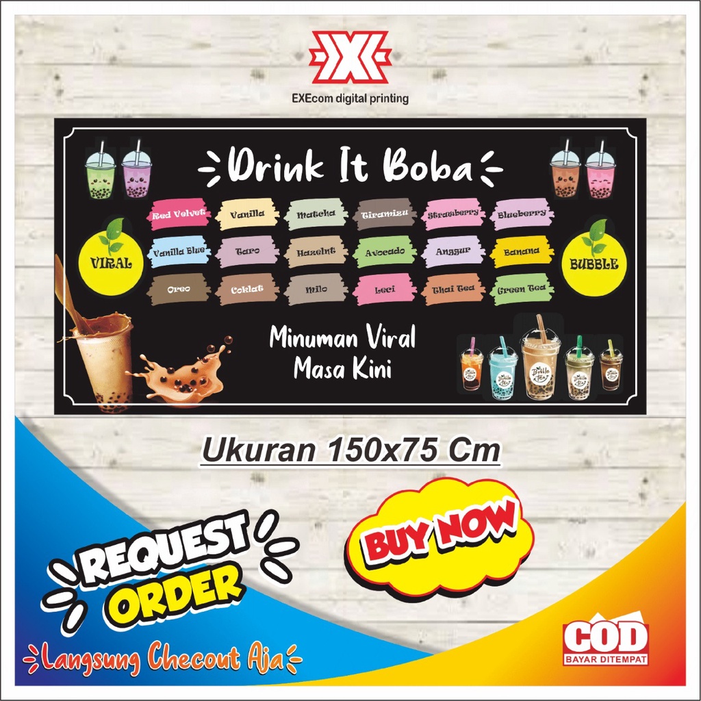 Jual SPANDUK, BANNER BERDIRI MINUMAN BOBA | Shopee Indonesia