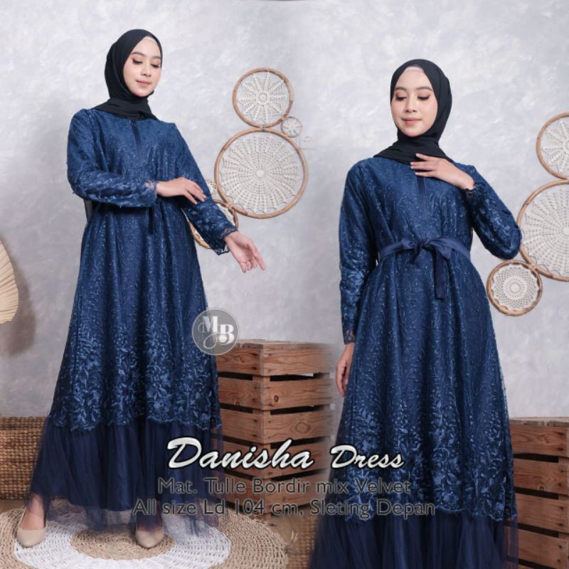 GAMIS BROKAT TILLE DANISHA DRESS PREMIUM GAMIS PESTA KONDANGAN ELEGAN SIMPLE