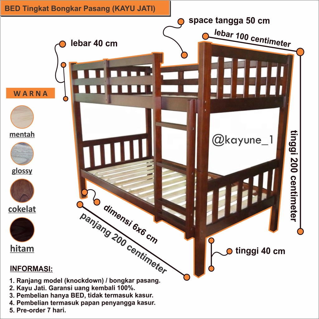 Jual BED TINGKAT / DIPAN TINGKAT BONGKAR PASANG (KAYU JATI) Shopee