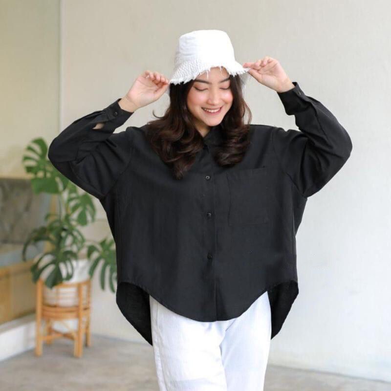 OLIVIA KEMEJA LINEN OVERSIZE HITS OOTD ALA SELEBGRAM FASHION WANITA TERMURAH