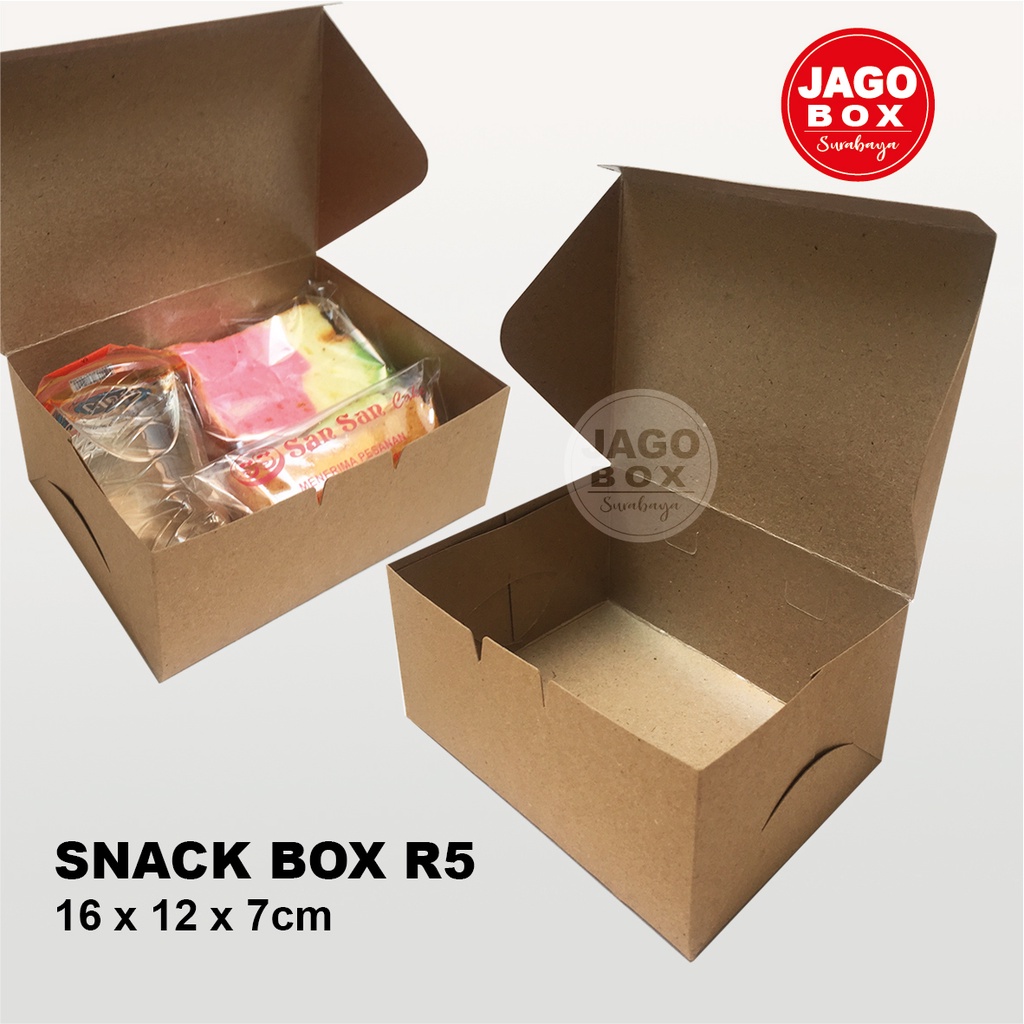 KOTAK DOS BOX SNACK KUE R5 KRAFT 16x12x7 cm SAMBUNG