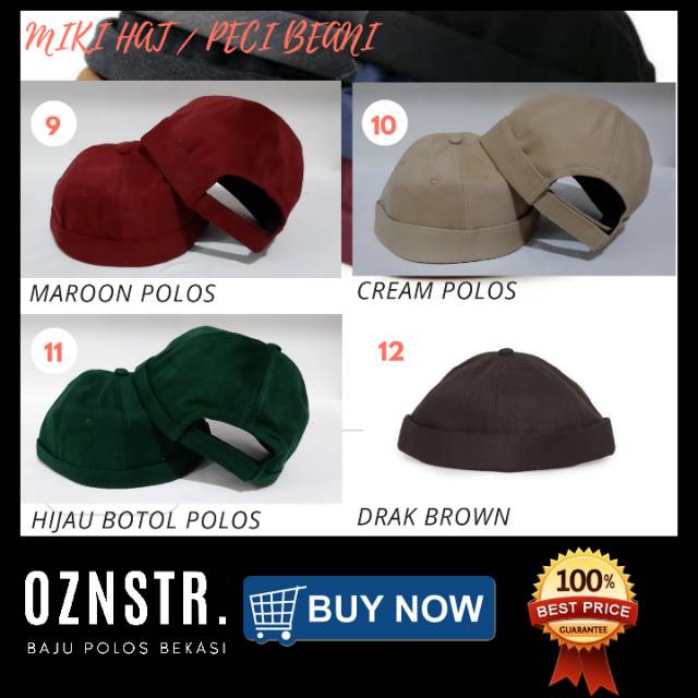 Peci beanie Topi miki hat polos hijrah