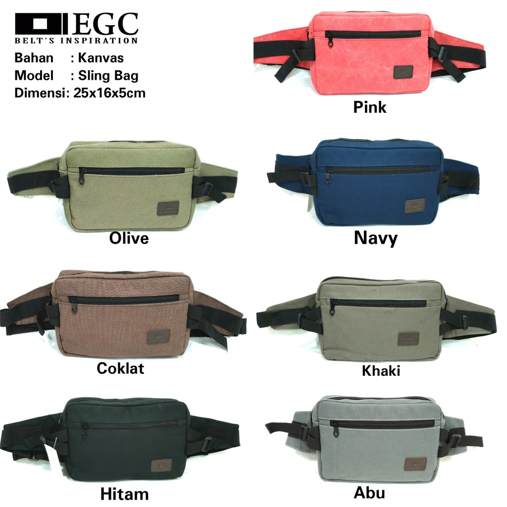 Tas Slempang Kanvas Pria Sling Bag Cowok Travel Bag Laki Tas Kecil Cowo Selempang - SLING-BAG-KOTAK-GA