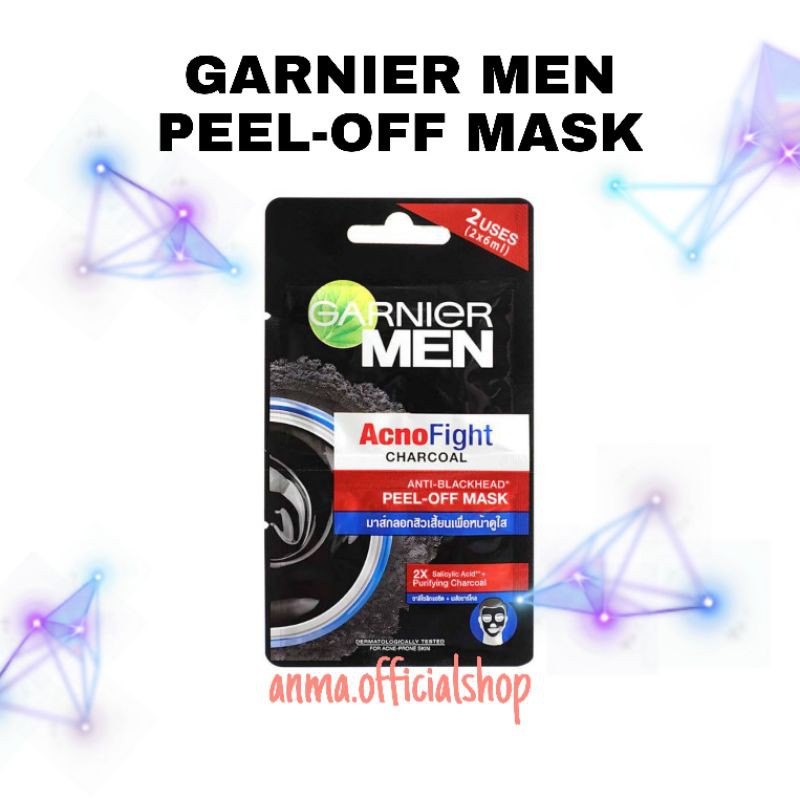 Garnier Men Masker Peel Off Mask Acno Fight Charcoal pengangkat komedo isi 2 x 6ml 6 ml