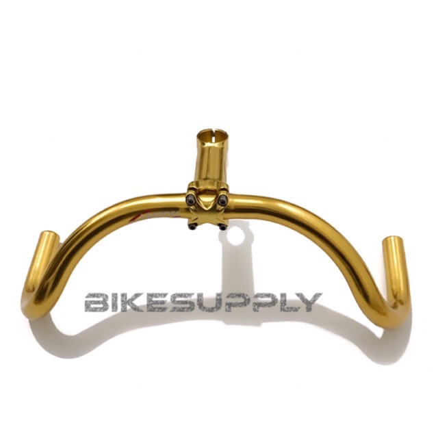 Handlebar Stang Setir Sepeda Rise Trackbar dan Stem Leadtec Gold Standard 25.4 Alloy