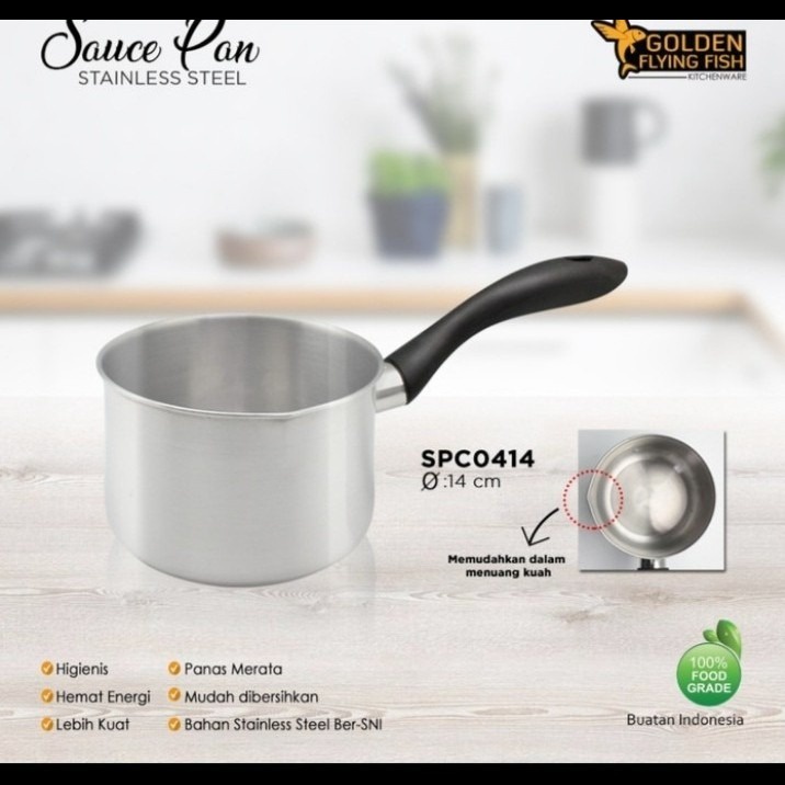 Saucepan Stainless Panci Susu 14cm SPC0414 Golden Flying Fish Milk Pan