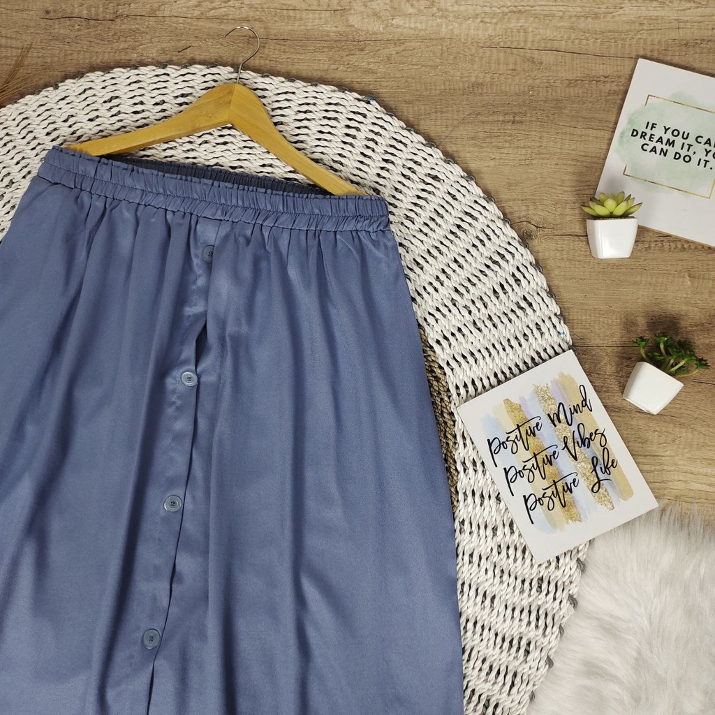 ROK SUPER JUMBO 100KG KE ATAS BUTTONSKIRT BIGSIZE - BISA COD - BUMIL - BAHAM ADEM GAK NERAWANG-DENIM