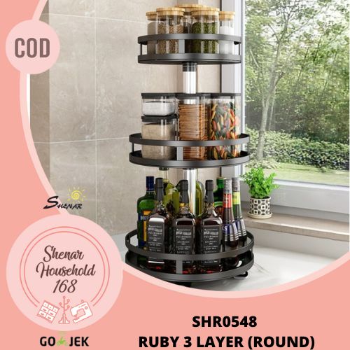 SHENAR NORDIC RACK RUBY RACK TROLLEY 3 SUSUN RAK DAPUR PUTAR 360 DERAJAT RAK DAPUR SUSUN  3D UNIK DAPUR BUMBU - BISA COD