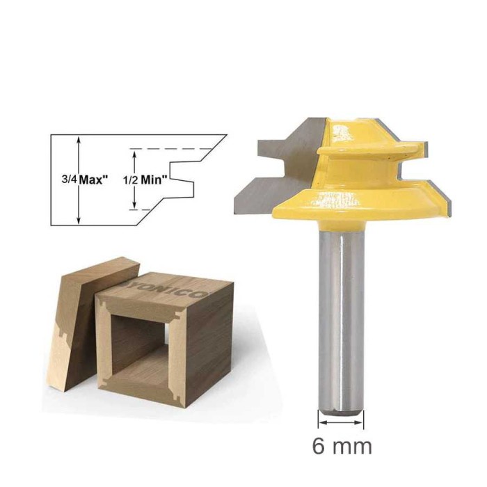 JGZUI Mata Bor Drill Bit 45 Degree Lock Mitter Bit Milling 6mm MC01005 - Silver, 3/8 Inch