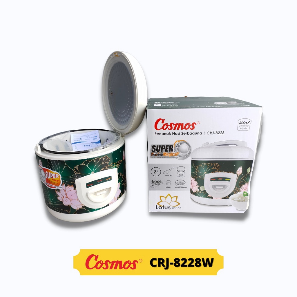 Magic Com COSMOS CRJ 8228 B / W 2 Liter Lotus Series SUPER MagicaP - Putih mantap