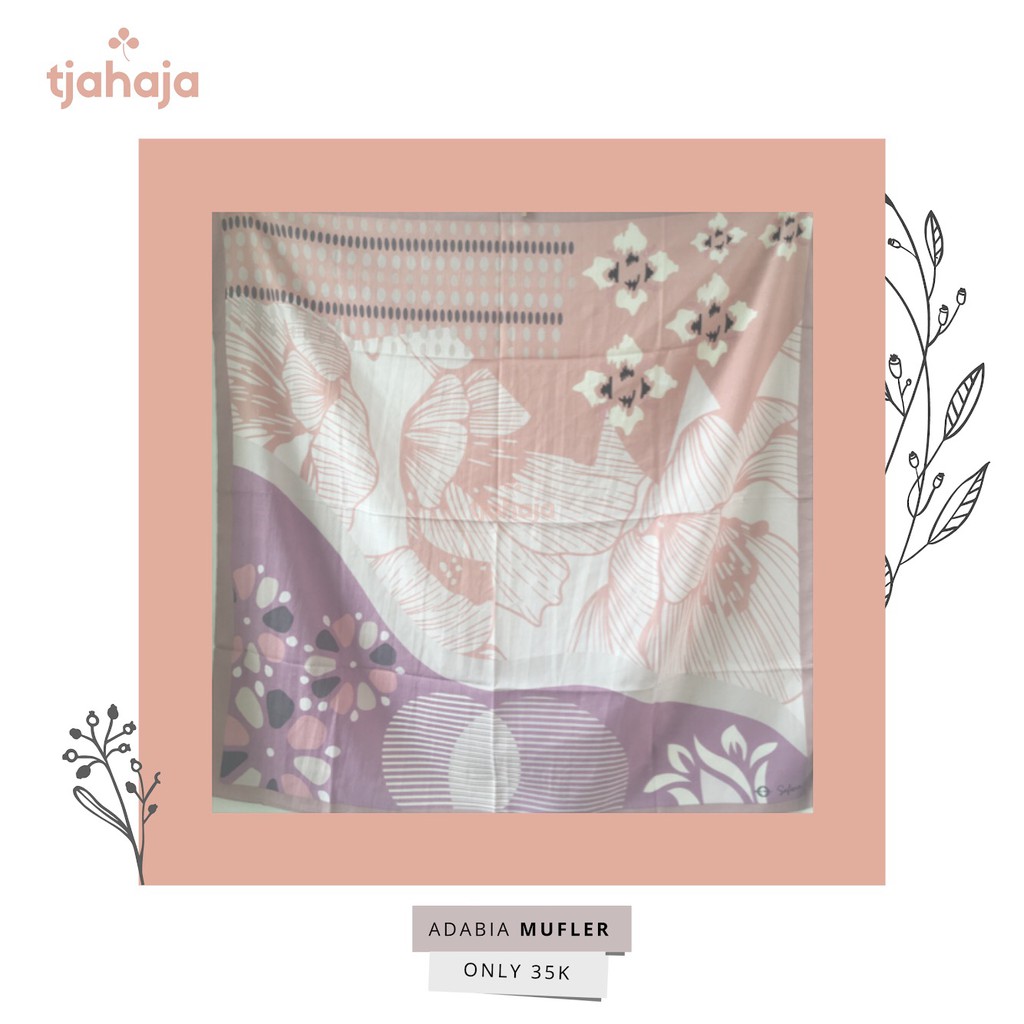 Jilbab Motif Segi Empat ADABIA MUFLER seri SAFONA Ungu Muda Krem Peach Baru Original