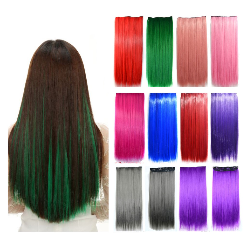 HWLP half wig lurus warna polos big layer hair clip hairclip hair extension