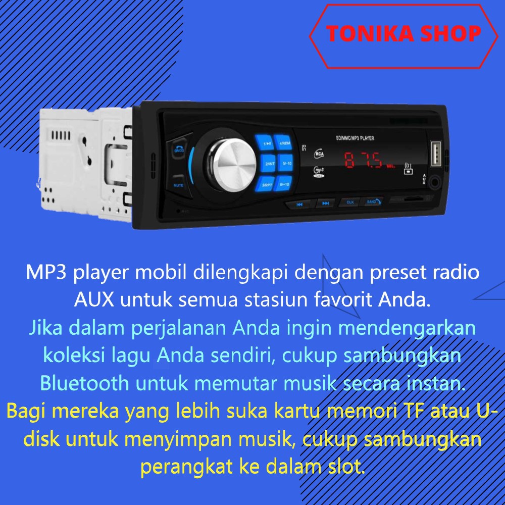 Tape Mobil Bluetooth head unit single din Multifungsi MP3 car Audio