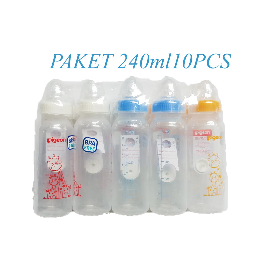 Botol Susu Bayi Pigeon 240 Ml BPA Free 1 Paket Isi 10 Botol