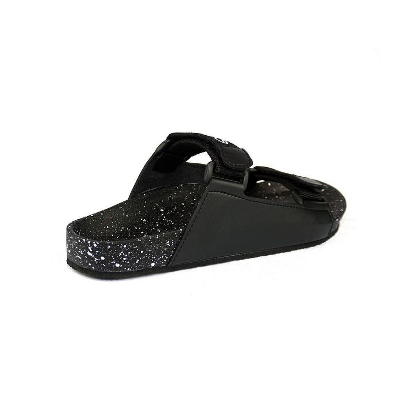 Sandal Slide Pria Slax Quadrant Original Footbed Webbing Hitam