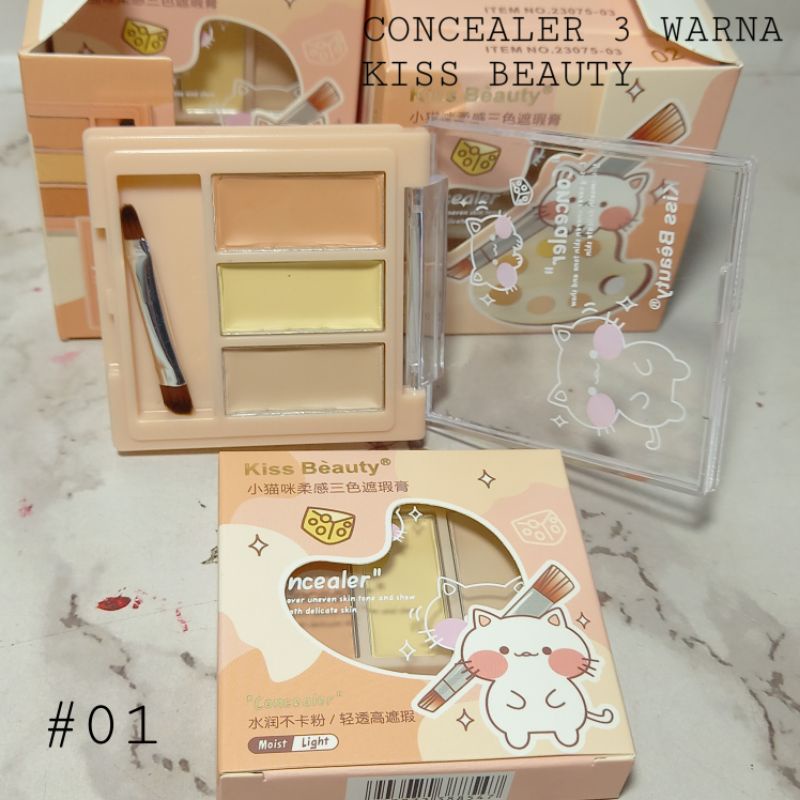 ECER!! KISS BEAUTY CONCEALER  3 WARNA  MOIST N LIGHT NO.23075-03