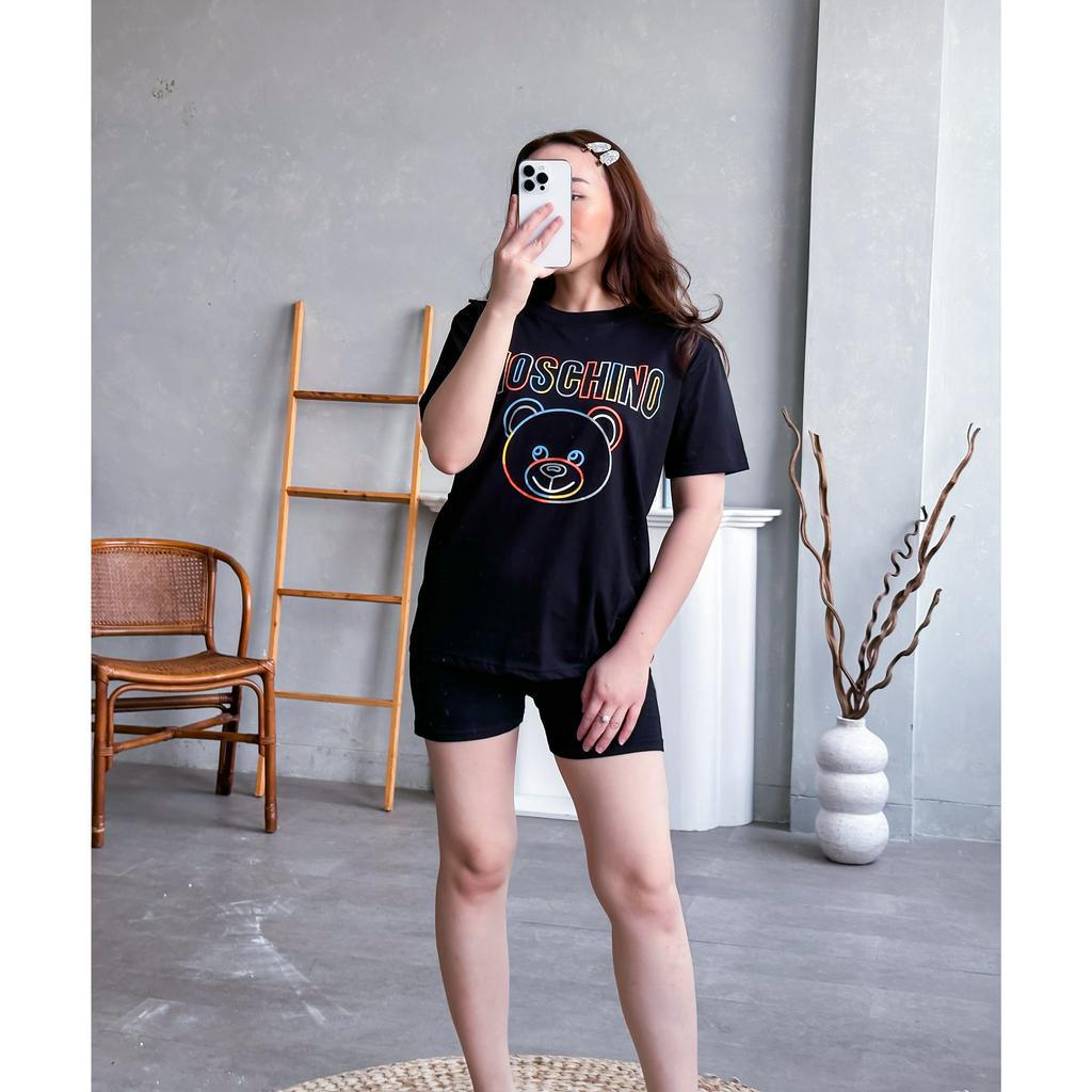 INFINITEE Kaos Wanita Lengan Pendek Bahan Katun Motif Terkini