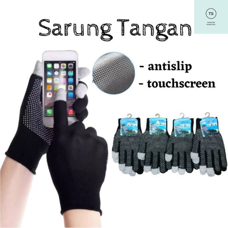 Sarung Tangan Touchscreen Antislip Hitam || Sarung Tangan Motor || Sarung Tangan Pria dan Wanita