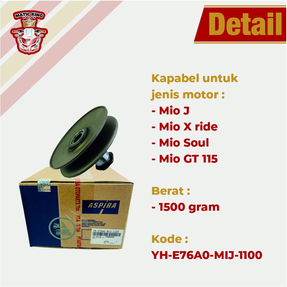 Pully Pulley Puli Belakang Yamaha Mio Fino X Ride Nouvo Soul GT FreeGo M3 S Z Sporty Smile Karburator Injeksi 110 115 125 ASLI ASPIRA OTOPART YH-E76A0-MIJ-1100