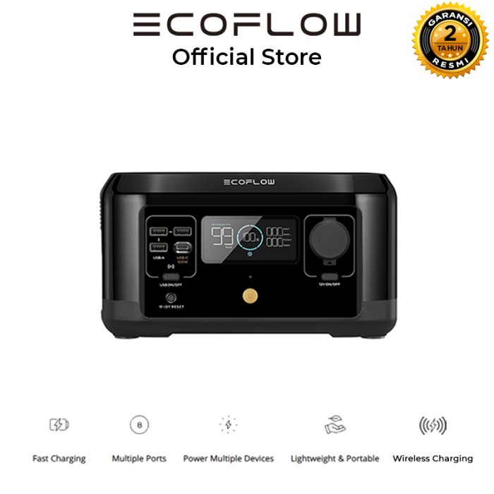 {elekstore} EcoFlow River Mini 210Wh 300W Wireless Charging Portable Power Station Murah