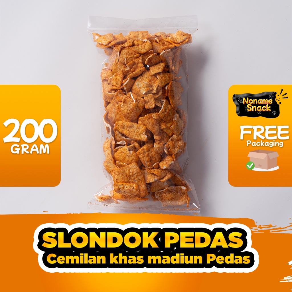 NoName Snack - Kripik Slondok Pedas Grosir Agen Cemilan Keripik 210Gr - Tanpa Merk Label