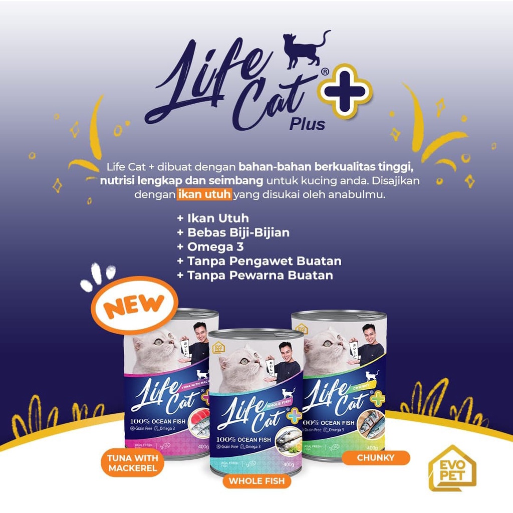 LIFE CAT Plus Kaleng 400 Gram Makanan Basah Kucing Wet Food Cat Food