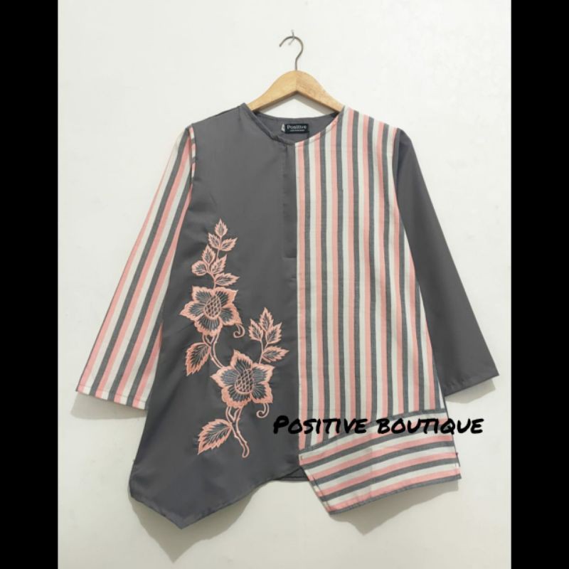 blus toyobo bordir mix lurik jepara/ B 19/ by positive boutique