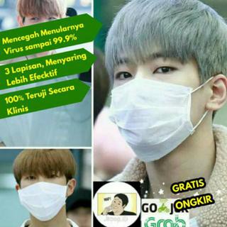 Masker 3ply PUTIH . WHITE Earloop 3 ply disposable face mask - PUTIH