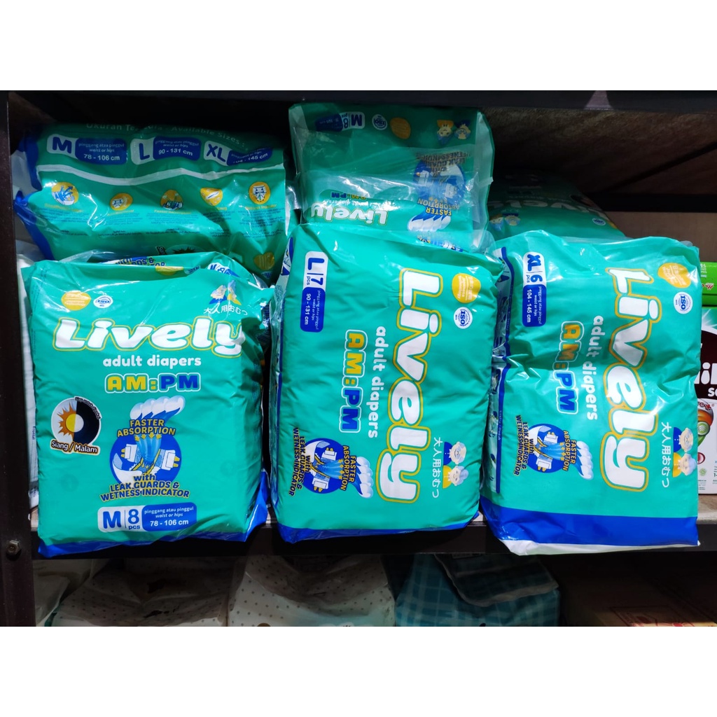 LIVELY ADULT DIAPERS / POPOK / LAMPIN DEWASA PEREKAT M8 / L7 / XL6