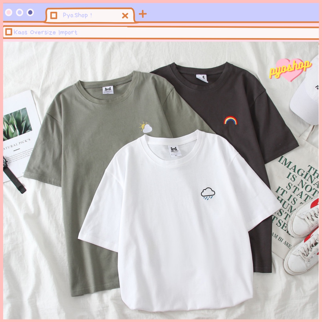 Oversize Tee Tshirt Kaos Import Longgar Motif CUACA BARU