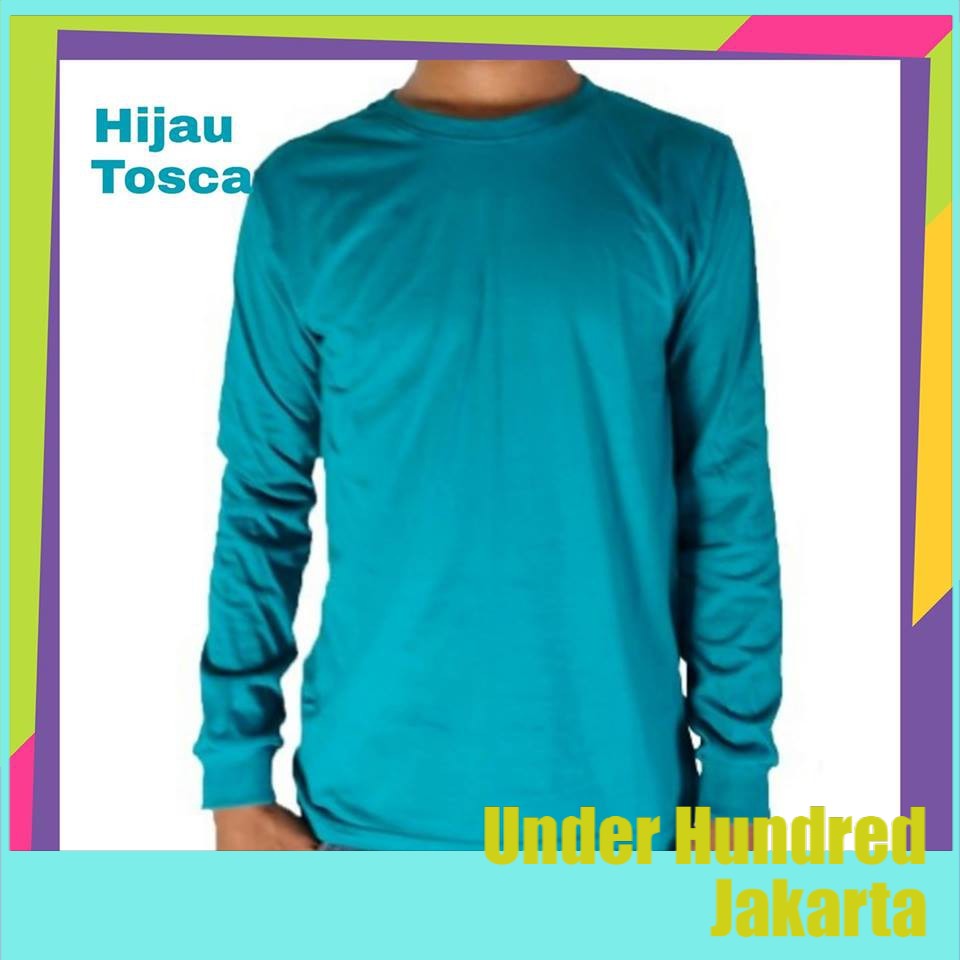 Kaos oblong lengan panjang Hijau Tosca polos - kaos polos lengan panjang warna Hijau Tosca