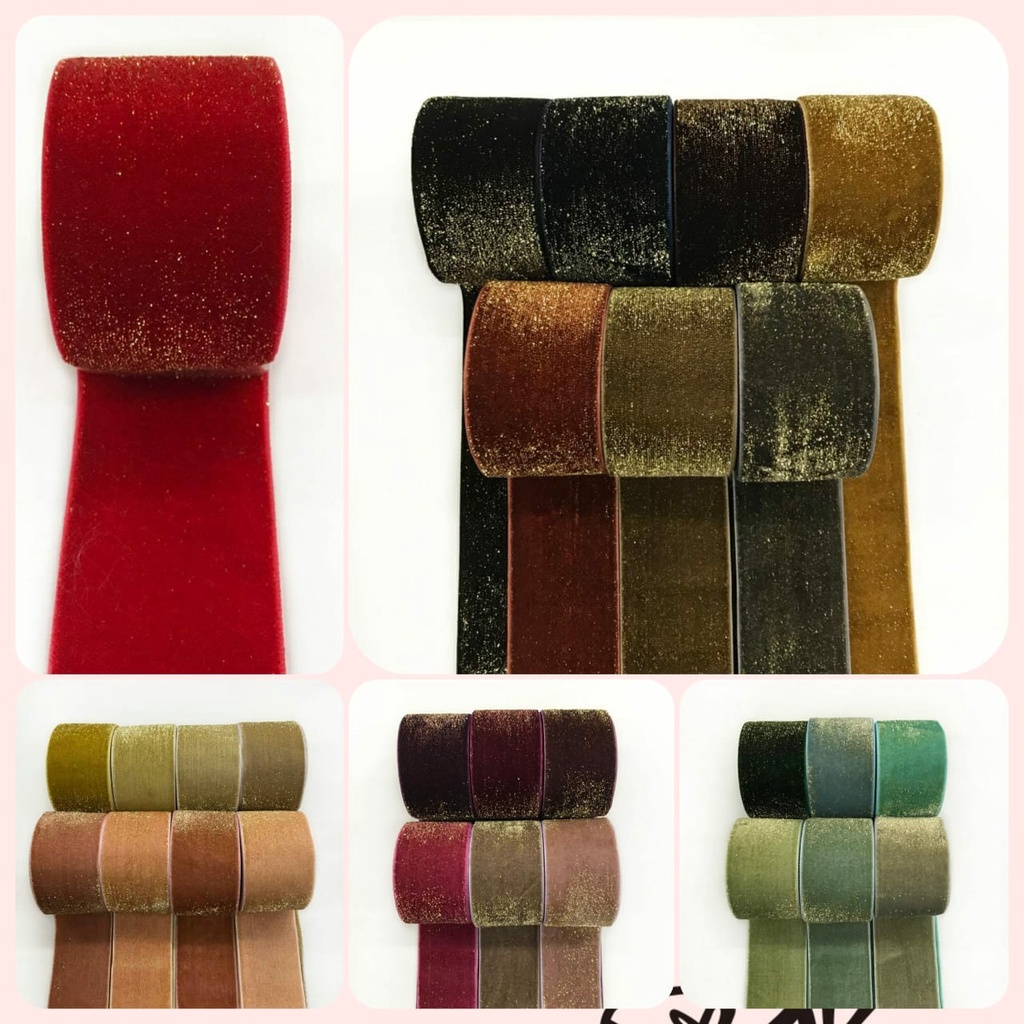 1 YARD - 3.8 CM PITA BLUDRU GLITER HALUS| VELVET GLITER (1 1/2&quot;)