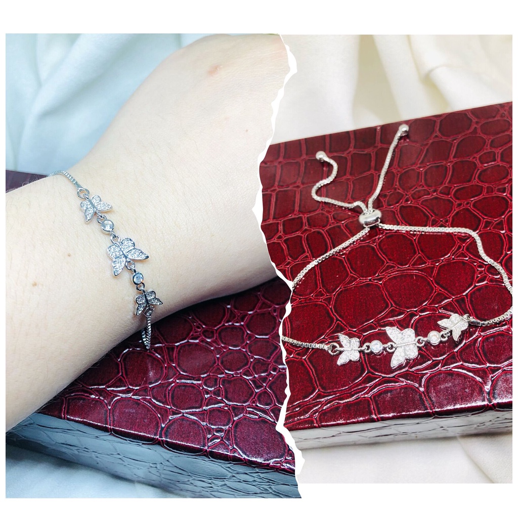 Gelang serut wanita permata platinum silver suping