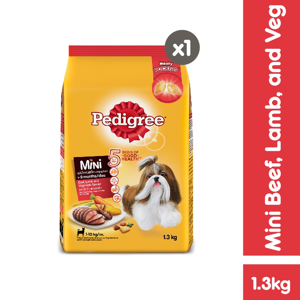 PEDIGREE® Makanan Anjing Kering Ras Mini 1.3 Kg-Beef Lamb & Veg