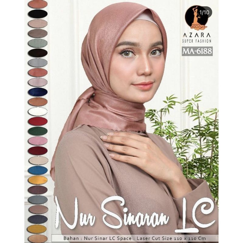 Azara Hijab Segiempat Nur sinar Geliter LC 110×110 original & Nur sinar(Humaira)