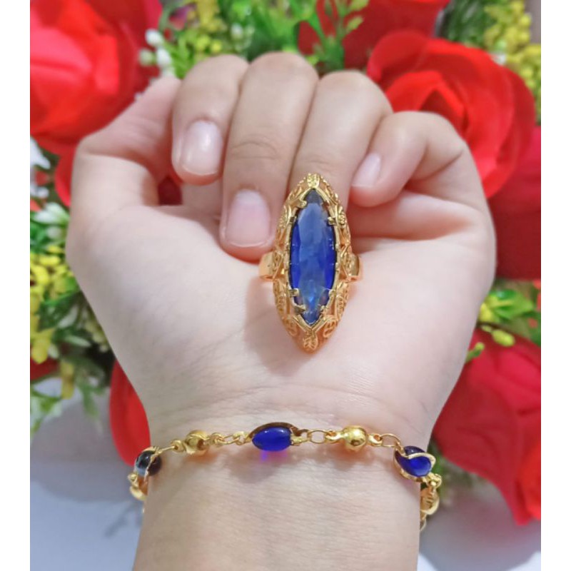 Gelang Titanium Dewasa Batu Free Cincin (COD)