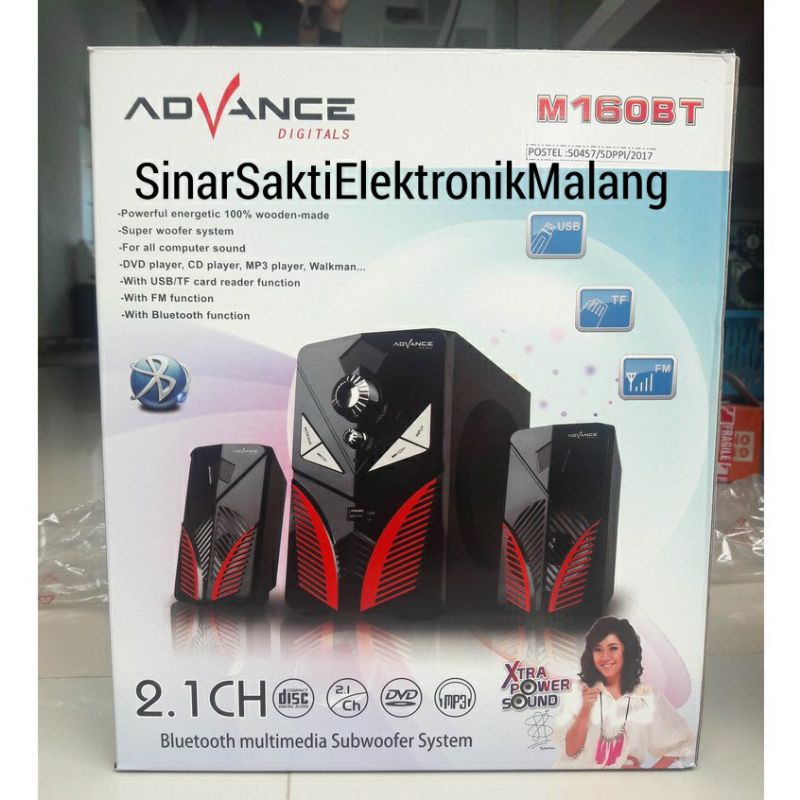 Speaker Advance M160BT Aktif Bluetooth Multimedia USB Komputer Xtra Bass Subwoofer