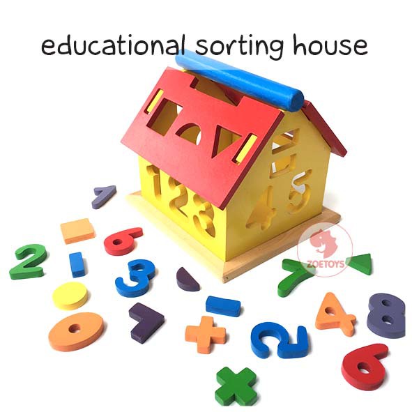 Zoetoys Educational Sorting House | Rumah Bentuk Angka | Wooden Shape Number | Mainan Edukasi Anak