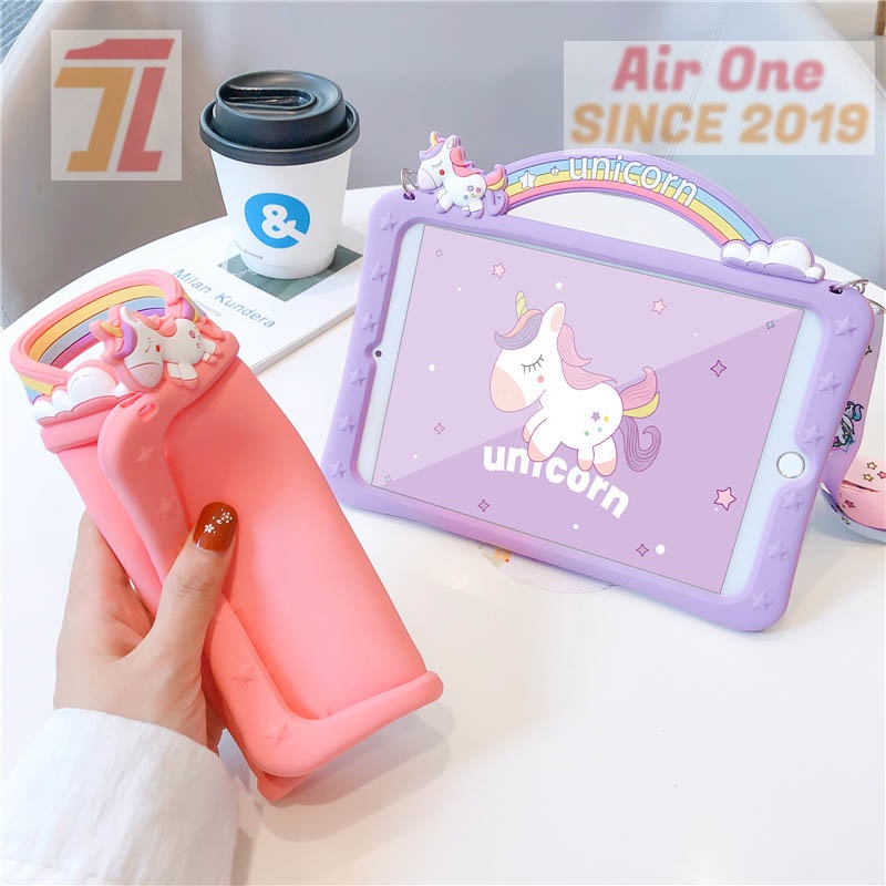 AirOne Case Motif Unicorn Dengan Tali Pegangan Untuk Apple Mini1 Mini2 Mini3 Mini4 Mini5 ipad2 ipad3