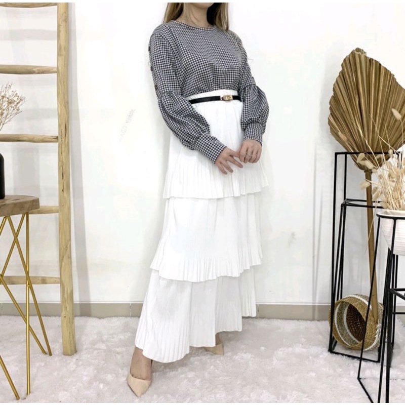 Rok Plisket Layer | Rok Putih | KL210