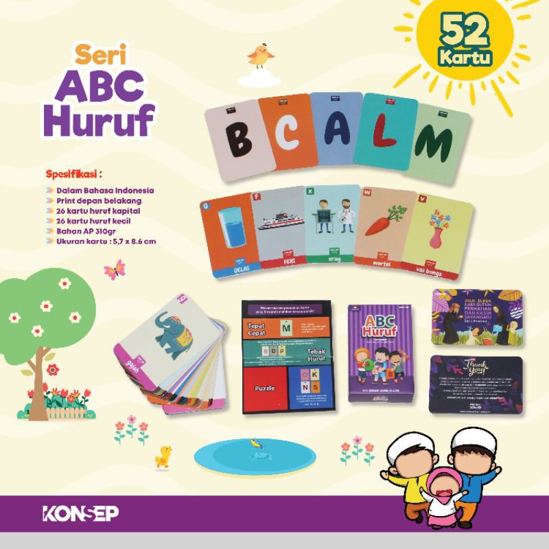 Kartu huruf flashcard abjad flash card ABC huruf flash card konsep