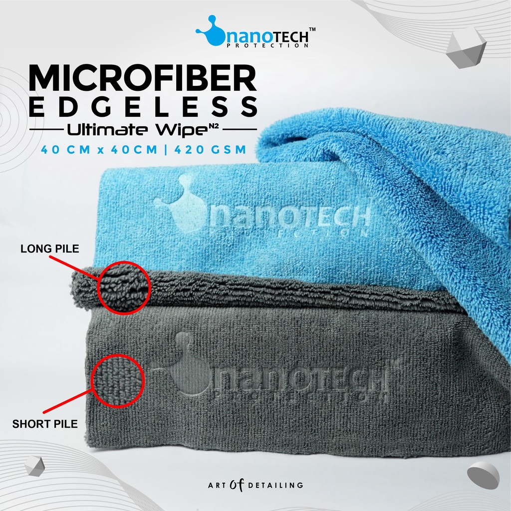 KAIN MICROFIBER EDGELESS DETAILING - nanoTECH PROTECTION - MICROFIBER EDGELESS ULTIMATE WIPE 40X40 420GSM - SUPER PREMIUM QUALITY - DRYING TOWEL EDGELESS - HANDUK MOBIL - KAIN LAP MOBIL - LAP MOTOR - KAIN LAP KENDARAAN - MICROFIBER COATING