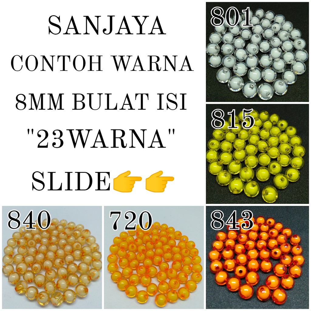 MOTE ISI / MANIK AKRILIK ISI / MANIK BULAT / MANIK ISI BULAT / MOTE AC ISI BULAT 8MM